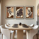Framed Textured Wood 3D Wall Art for Living Room, Large Boho Tropical Brown Artwork for Walls, 3 Piece Farmhouse Botanical Leaf Wood 3D Textured Wall Art Decor for Office Bedroom Hallway, 24x36 Inch by CozyNest Decor