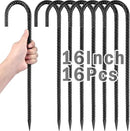 16 Inch Ground Stakes Heavy Duty,16 Pack Metal Fence Stakes for Ground for Wire Fencing,Heavy Duty Long Tent Stakes for Trampolines Camping Canopies and Swing Set by CozyNest Decor