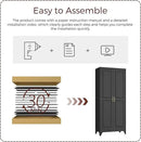 75" Kitchen Pantry Cabinet, Black Metal Storage Cabinets with 2 Doors and 4 Adjustable Shelves, Tall Pantry Storage Cabinet for Kitchen, Dining Room, Living Room by CozyNest Decor