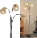 Rattan Floor Lamp for Living Room, 72 Inch Tall Boho Floor Lamp with Rotary Switch, 3 Light Arc lamp with Wicker Shade for Coastal,Bohemian,Rustic,Beach Tree,Farmhouse Standing Lamp by CozyNest Decor