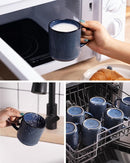 famiware Coffee Mug Set for 6, Star 12 oz Catering Mugs Cup Set with Handle for Coffee, Tea, Cocoa, Milk - Ceramic Stoneware Drinkware Set, Nebulas Blue by CozyNest Decor