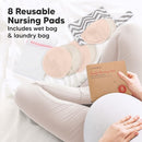 Organic Nursing Pads - 8 Washable Viscose Derived from Bamboo Breastfeeding Pads, Wash Bag, Reusable Breast Pads for Breastfeeding, Nipple Pads for Breastfeeding Essentials(Neutrals, L 4.8") by TinyTreasures Baby Boutique