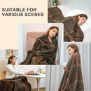 YOUR MOON 100% Pure Merino Wool Queen Size, Australian Organic Natural Wool Blanket, Hypoallergenic Wool Blanket for Bed, Medium Weight(Plaid Brown, 90 * 90) by CozyNest Decor