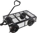Heavy Duty 480 Lbs Capacity Mesh Steel Garden Cart Folding Utility Wagon with Removable Sides (Black) by GreenHaven Gardens