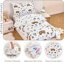 PERFEMET Kids Comforter Sets Twin 4 Pieces Cartoon Woodland Animal Print Bedding for Boys Girls Soft Reversible Bear Deer Forest Theme Children Bedroom Set with Sheets for All Season Use by TinyTreasures Baby Boutique