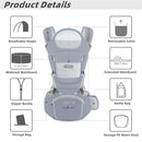 Baby Carrier Ergonomic Infant Carrier with Hip Seat Kangaroo Bag Soft Baby Carrier Newborn to Toddler 7-45lbs Front and Back Baby Holder Carrier for Men Dad Mom (Grey) by TinyTreasures Baby Boutique