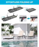Aluminum Chaise Lounge Chair Outdoor, Foldable Patio Lounge Chair 2 Sets Assemble-Free, Pool Lounge Chairs with 5 Adjustable Backrest, Outdoor Lounge Chairs for Outside Poolside Beach Lawn Beige by GreenHaven Gardens