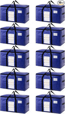 TAILI 10 Pack Dark Blue Extra Large Moving Bags, Heavy Duty Totes with Visible Window, Wrap Around Handles, Great for Space-Saving by TinyTreasures Baby Boutique