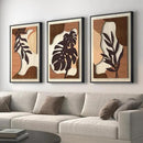 Framed Textured Wood 3D Wall Art for Living Room, Large Boho Tropical Brown Artwork for Walls, 3 Piece Farmhouse Botanical Leaf Wood 3D Textured Wall Art Decor for Office Bedroom Hallway, 24x36 Inch by CozyNest Decor