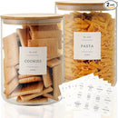Set of 2 Large Glass Flour and Sugar Containers - 100 Fl oz Thicken Glass Storage Jars with Airtight Bamboo Lid and 132 Kitchen Pantry Labels - Big Clear Rice Containers Farmhouse by CozyNest Decor