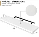 Fun Memories Floating Shelves - 12 Inch Rustic Wooden Wall Shelves - Extra Deeper & Thicker Wall Mounted Storage Shelf for Living Room, Kitchen, Farmhouse - 48" W x 12" D x 1.8" H - White by CozyNest Decor