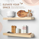 Homeforia 24 inch Natural Floating Shelf, High End Solid Real Wood 24inch Small Floating Shelves for Wall Mounted, Natural Wooden Floating Shelves, Heavy Duty Bracket, 24 X 6.5 X 1.75 in, Set of 4 by CozyNest Decor