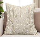 VAGMINE Embroidered Forest Throw Pillow Cover - 18x18 Inches Square - 100% Linen Natural Decorative Cushion Cover - Elegant Embroidery - Rustic Home Accent for Sofa, Bed, Couch, Farmhouse Décor by CozyNest Decor