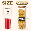 73oz Glass Pasta Storage Jars, Tall Glass Jars with Bamboo Lids, Spaghetti Container, Set of 3, Kitchen Storage Containers for Pasta, Pantry Organizers by CozyNest Decor