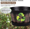 Quarut 6 inch Brown Barrel Planters with Drainage Holes & Saucer, Set of 4, Indoor & Outdoor Garden Home Plants by GreenHaven Gardens