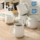 Hasense Coffee Mugs Set of 6, Ceramic Coffee Cups with Handle for Home Office, 12 Ounce Tea Cup for Coffee, Latte, Hot Cocoa, Dishwasher and Microwave Safe, Clay-Infused White by CozyNest Decor