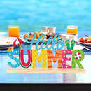 COCHIE Metal Hello Summer Sign, Summer Decorations for Home, Office, Shelf, Mantel, Indoor, Beach Slippers Tabletop Centerpiece Decoration, Watermelon Red Decor (Beach) by CozyNest Decor