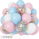 Pink and Blue Balloons 12 Inch Pastel Light Baby Blue Pink White Party Balloon with Confetti Latex Balloons for Gender Reveal Boy or Girl Princess Birthday Bridal Baby Shower Party Decorations by CozyNest Decor