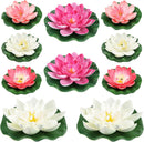 10PCS 3 Sizes Artificial Foam Lotus Floating Flowers with Water Lily Pad Ornaments for Home Garden Pond Decor Pools Water Decorations, Pink and White by GreenHaven Gardens