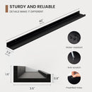 Picture Ledge Shelf, Solid Pine Wood Floating Shelves Set of 2, 40 Inches Nursery Book Shelves for Toys Storage, Kids Bookshelf Wall Mounted for Living Room Bedroom Decor Books Photo Frames, Black by TinyTreasures Baby Boutique