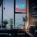 Travel Neon Sign USB Airplane LED Light Up Sign for Wall Decor Dimmable 12.2 * 16.5 In Go To Tranel Neon Light for Airport Travel Agency Bedroom(Ice Blue Red White) by CozyNest Decor