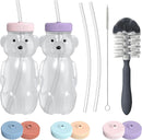 Honey Bear Straw Cup for Babies, 8oz Honey BearCup with Bottle Brush, 2-Pack Improved Lid Therapy Learning Honeybear Straw Cup for Baby, Cherry Blossom & Unicorn by TinyTreasures Baby Boutique