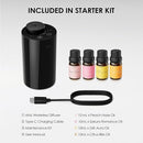 Waterless Essential Oil Diffuser Starter Kit with 4 x 10mL Fragrance Scent Oil, Battery Operated Mini Scent Air Machine Portable Diffuser for Home Car Office, AN6 Black Kit01 by TinyTreasures Baby Boutique