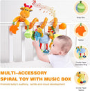 Jollybaby Crib Stroller Car Seat Toys for Baby 0-3-6-9-12 Months, Tummy Time Hanging Sensory Toys for Newborn with Music Box and Teether, Spiral Carseat Toy for Infant Boys Girls Gifts (Giraffe) by TinyTreasures Baby Boutique