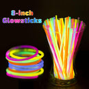300 Pcs Glow Sticks Bulk Party Pack, 8'' Glow in the Dark Party Supplies, Glow in the Dark Light Up Sticks with Connectors, Party Favors for Birthday, Concert, Raves, Halloween, Christmas by TinyTreasures Baby Boutique