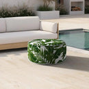 Inflatable Ottoman Stool D21 xH9 for Outdoor/Indoor Use, Water Repellent Patio Foot Rest Stool with Portable Handle,Round Pouf Ottoman Suitable for Garden,Deck and Camping - Palm Green by CozyNest Decor