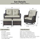 5 Piece Outdoor Patio Furniture Set - Wicker Furniture Patio Conversation Set, Outdoor Swivel Rocker Chairs with Loveseat Sofa and 2 Ottomans for Small Space, Beige Cushion by GreenHaven Gardens