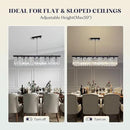 8 Light Modern Crystal Chandelier for Dining Room,Rectangular Rectangle Raindrop Crystal Light Fixture,Height Adjustable for Kitchen Island L40''xW10''xH10'' by CozyNest Decor