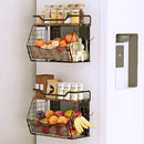 Magnetic Shelf for Fridge with Wood Lid, Large Capacity Magnetic Spice Rack for Refrigerator with 4 Hooks, Magnetic Basket for Kitchen Pantry Laundry Organizers Storage(2 Pack) by CozyNest Decor