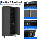 Pantry Cabinet, 75 Inch Tall Kitchen Storage Cabinet, Metal Pantry Cabinets with Doors and Adjustable Shelves, Black Freestanding Food Cupboard for Living, Dinning Room-Assembly Required by CozyNest Decor
