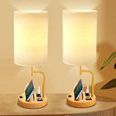 Dreamholder Table Lamp with 3 USB Charging Ports, Modern Desk Lamp with AC Outlet and Phone Stands, Perfect Bedside Lamp for Bedroom, Living Room, Office (Pack of 2) by CozyNest Decor