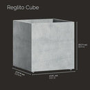 Reglito Cube Planter – Fiberglass Indoor/Outdoor and Weather-Resistant Large Planter (Concrete Stone, 27.6" L x 27.6" W x 28.1" H) by GreenHaven Gardens