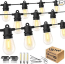 Outdoor String Lights Waterproof 150FT Patio Lights with Shatterproof 2700K Plastic Bulbs String Lights for Outside Bistro Gazebo Pergola Café Market Lights, 3-Pack by CozyNest Decor