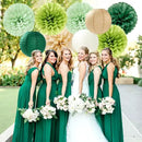 Sage Green-Boho Party-Decorations Paper Flowers Lanterns - 15PCS Birthday Gender Neutral Baby Shower Tissue Pom Poms Streamers, Champagne Gold Rustic Wedding Graduation Hanging Supplies Decor Hugfond by CozyNest Decor