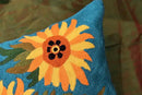 Turquoise Van Gogh Sunflower Pillow Cover Teal Floral Sofa Pillowcase Flower Chair Cushion Accent Throw Flowery Outdoor Pillows Farmhouse Couch Handmade Wool Size 18x18 by CozyNest Decor