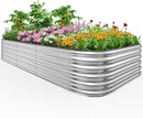 Quictent Raised Garden Bed Kit Oval Galvanized Metal Planter Box Tall for Vegetables Outdoor Backyard, Rubber Strip Edging Included, Silver 8x4x1.5 ft by GreenHaven Gardens