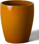 Emissary Bullet 14 in. Bright Orange Ceramic Round Planter (14 in. L x 14 in. W x 15.5 in. H) with Drainage Hole by CozyNest Decor