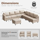 118.5" Faux Leather Modular Sectional Convertible Sofa, L Shaped Couch Set for Living Room, Large 8-Seater Comfy Cloud Couches with Movable Storage Ottoman DIY Combination - Whitesand by CozyNest Decor