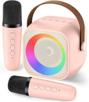 Portable Karaoke Machine with Bluetooth, Party Lights, 2 Wireless Microphones for Adults Kids Karaoke Speaker Birthday Gifts for Girls Boys Family Home Party (Pink 2 Mics) by TinyTreasures Baby Boutique