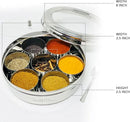 spice dabba Stainless Steel Indian Spice Box, Steel Masala Dabba, Double Lid Spice Container | Gift for Chefs | Size 8x8x2 In (Spice Box Only) by CozyNest Decor