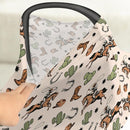 Country Western Car Seat Cover for Baby Cowboy Hat Boots Horse Cactus Stretchy 5-in-1 Covers Adjustable Car Canopy Breastfeeding Cover Wild West Desert Breathable Nursing Cover-Up by TinyTreasures Baby Boutique