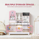 Kids Kitchen playset, Wooden Play Kitchen, Height Adjustable, Comes with Various Kitchen Accessories, Ideal Role Play Toy Gift for Toddlers and Kids Ages 3-8 (Pink) by TinyTreasures Baby Boutique