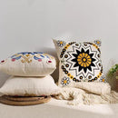 Embroidered Throw Pillow Cover 18x18 Classic Boho Floral Pattern Pillows Cover Outdoor Decorative Pillowcase,Durable Cozy Textured Cushion Case for Sofa Couch Bed Living Room,Black Orange by CozyNest Decor