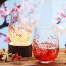 Sliner 2 Pack 17oz Cherry Blossom Stemless Wine Glasses Floral Drinking Glasses Cherry Blossom Tumbler Cups for Women Birthday Anniversary Gift Parties Supplies by CozyNest Decor