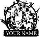 Custom Butterfly Metal Sign,Personalized Butterfly House Number Signs,Personalized Gardener Name Sign,Garden Patio Wall Decor (Style-4) by GreenHaven Gardens