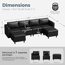 118.5" Oversized Modular Sectional Sofa, Faux Leather 6 Seater U Shaped Couch with Movable Ottoman and Storage Seat with Reversible Chaise Deep Seat for Living Room Black by CozyNest Decor
